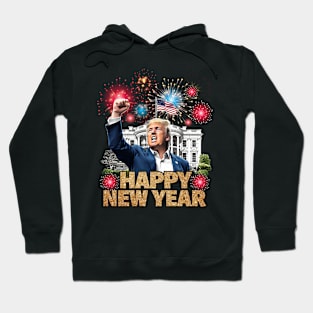 Trump 2024 Happy New Year Daddy's Home Fireworks Men Women Hoodie